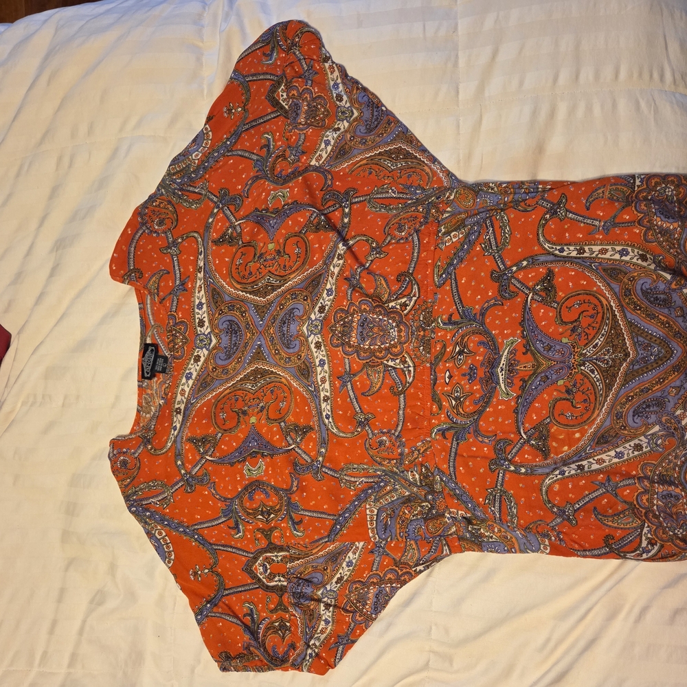 Vibrant Orange Paisley Dress